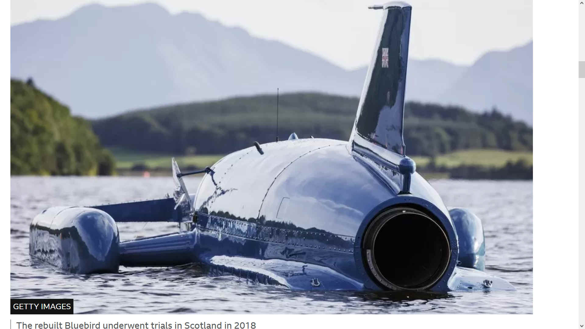 The restored Bluebird K7 in Scotland 2018